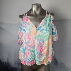 Lilly Pulitzer Bellamie Multicolor Sparking Sands Cold Shoulder Top | Women's XS